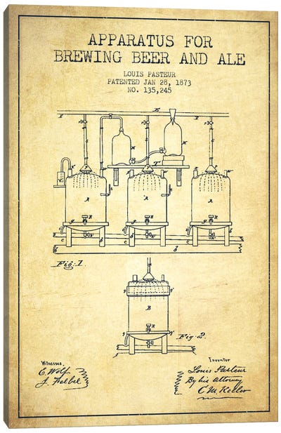 Ale Apparatus Vintage Patent Blueprint Canvas Art Print - Aged Pixel: Drink & Beer