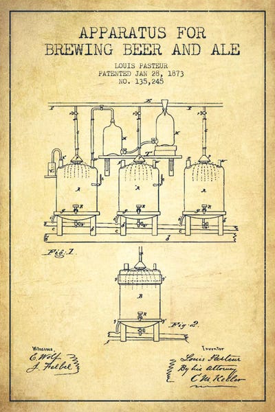 Aged Pixel: Ale Apparatus Vintage Patent Blueprint by Aged Pixel