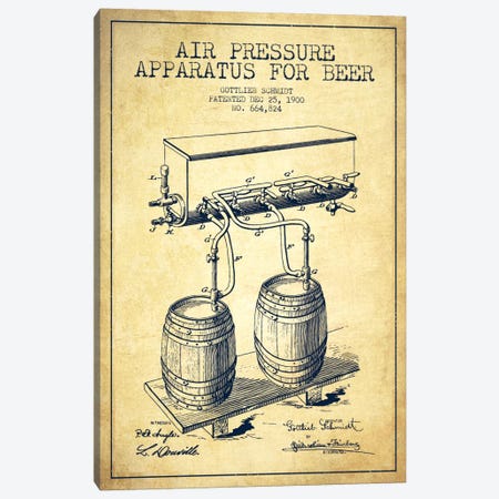 Beer Apparatus Vintage Patent Blueprint Canvas Print #ADP668} by Aged Pixel Art Print