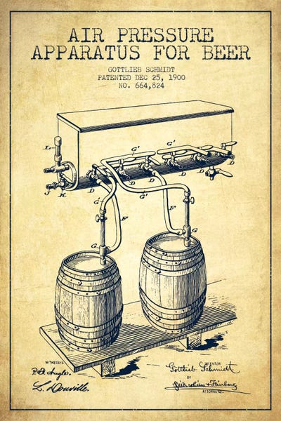Food & Drink Blueprints: Beer Apparatus Vintage I Patent Blueprint by Aged Pixel