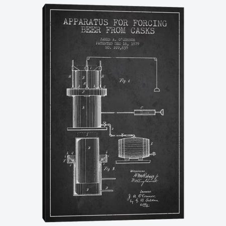 Beer Apparatus Charcoal Patent Blueprint Canvas Print #ADP669} by Aged Pixel Canvas Print