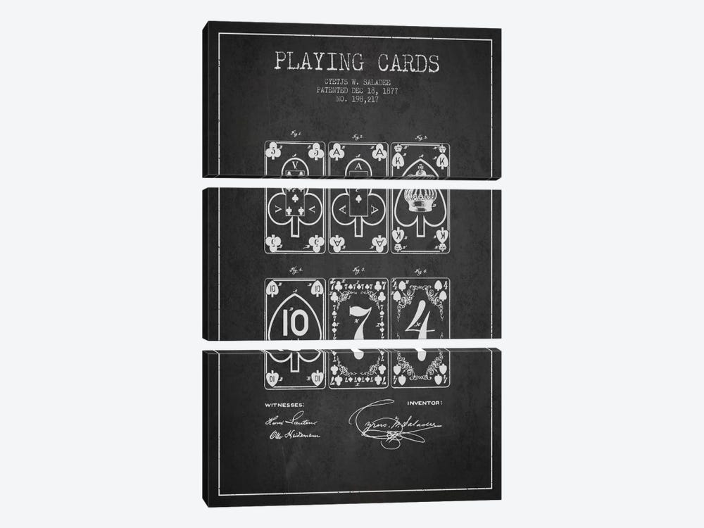 Saladee Cards Dark Patent Blueprint by Aged Pixel 3-piece Canvas Print