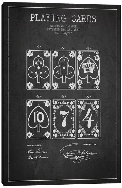 Saladee Cards Dark Patent Blueprint Canvas Art Print - Blueprints & Patent Sketches