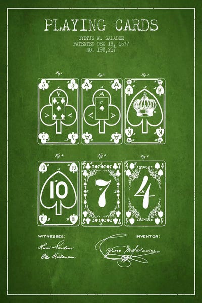 Saladee Cards Green Patent Blueprint by Aged Pixel multi panel art