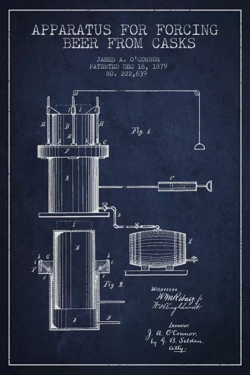 Beer Apparatus Navy Blue II Patent Blueprint
