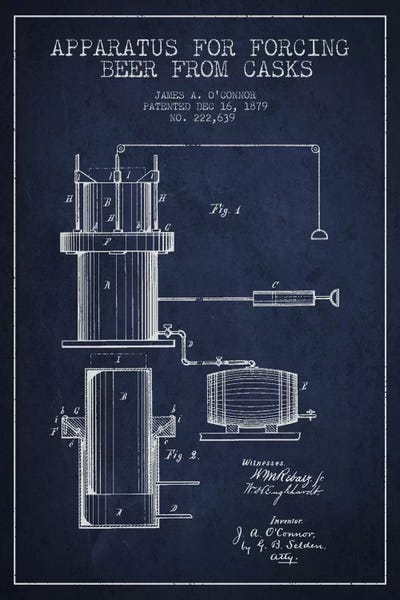 Beer Apparatus Navy Blue II Patent Blueprint