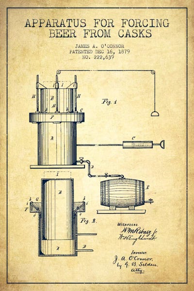 Beer Apparatus Vintage II Patent Blueprint