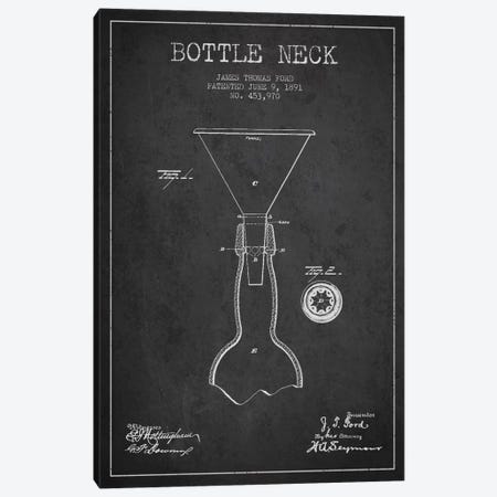 Beer Bottle Charcoal Patent Blueprint Canvas Print #ADP674} by Aged Pixel Art Print