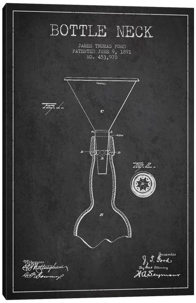 Beer Bottle Charcoal Patent Blueprint Canvas Art Print - Drink & Beverage Art