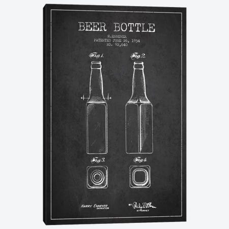 Beer Bottle Charcoal Patent Blueprint Canvas Print #ADP679} by Aged Pixel Canvas Wall Art
