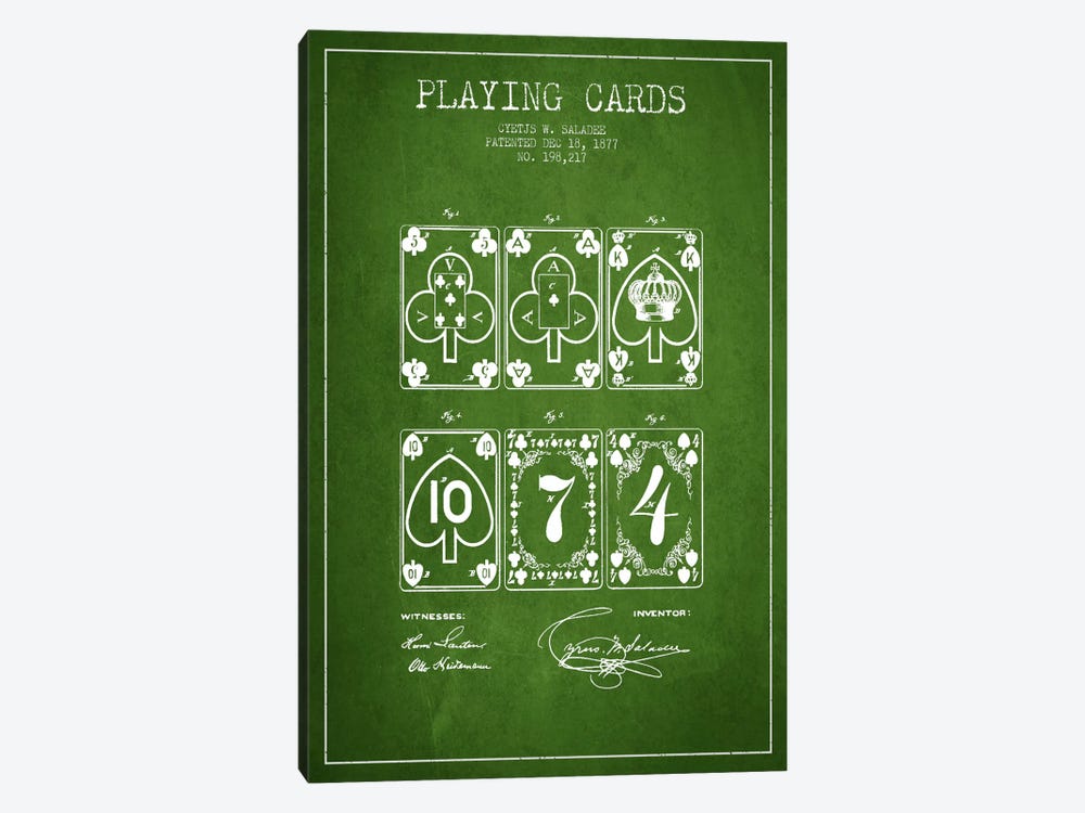 Saladee Cards Green Patent Blueprint by Aged Pixel 1-piece Canvas Art