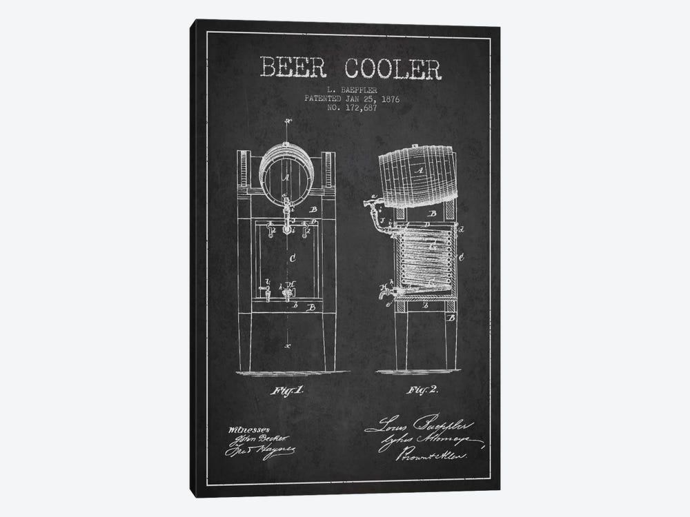 Beer Cooler Charcoal Patent Blueprint by Aged Pixel 1-piece Art Print