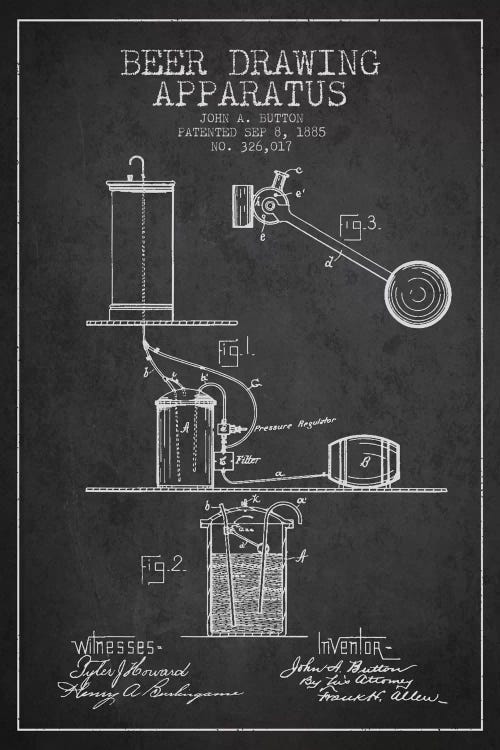 Beer Drawing Charcoal Patent Blueprint
