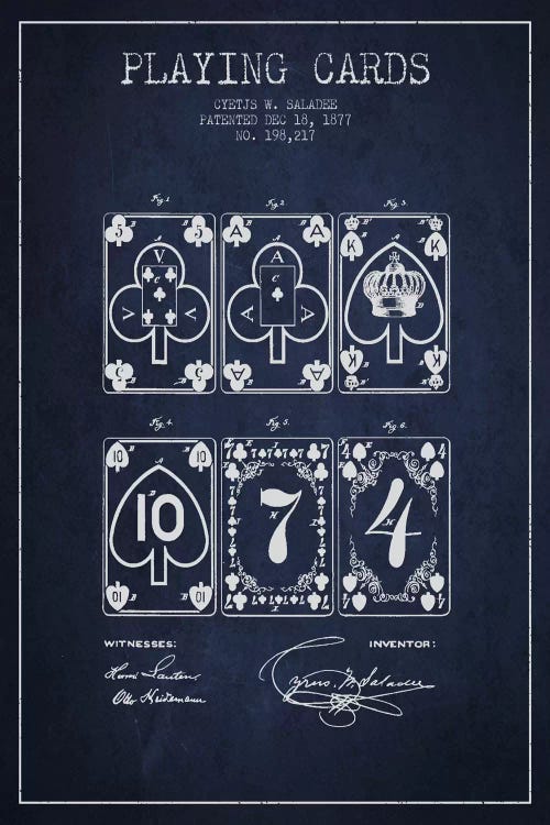 Saladee Cards Navy Blue Patent Blueprint by Aged Pixel wall art