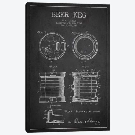 Beer Keg Charcoal Patent Blueprint Canvas Print #ADP694} by Aged Pixel Canvas Print