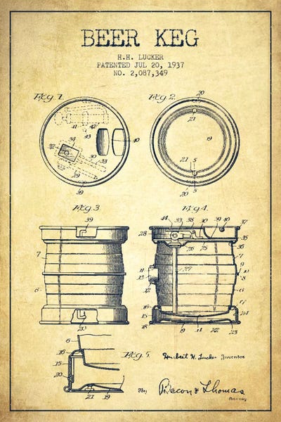 Beer Keg Vintage Patent Blueprint