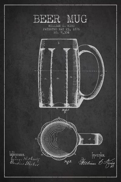 Aged Pixel: Beer Mug Charcoal I Patent Blueprint by Aged Pixel