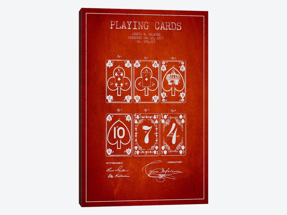 Saladee Cards Red Patent Blueprint by Aged Pixel 1-piece Canvas Artwork