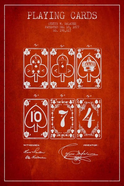 Toy & Game Blueprints: Saladee Cards Red Patent Blueprint by Aged Pixel
