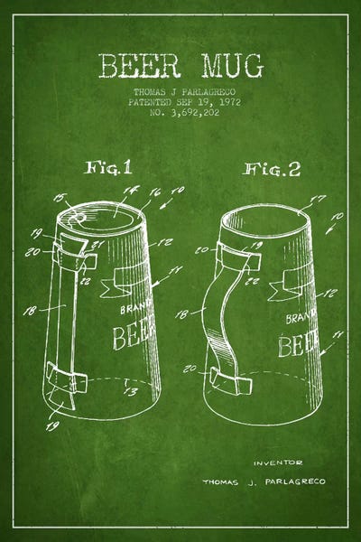 Beer Mug Green II Patent Blueprint