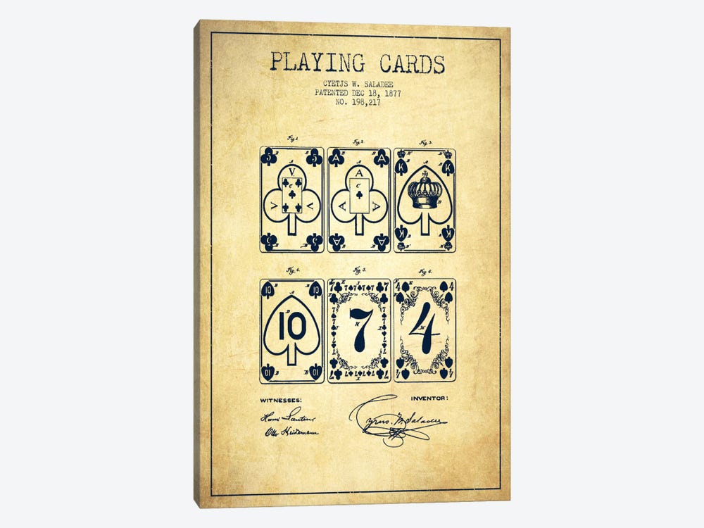 Saladee Cards Vintage Patent Blueprint by Aged Pixel 1-piece Canvas Art
