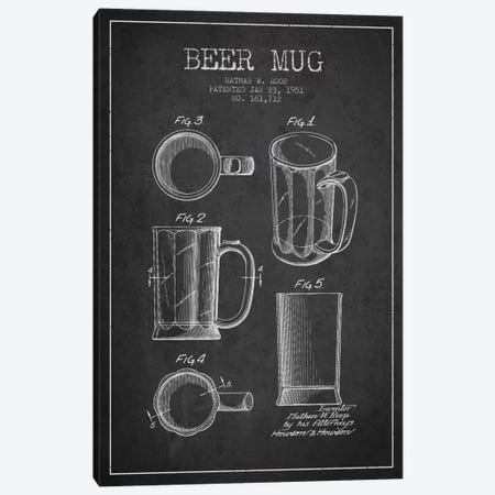 Beer Mug Charcoal Patent Blueprint Canvas Print #ADP714} by Aged Pixel Canvas Artwork