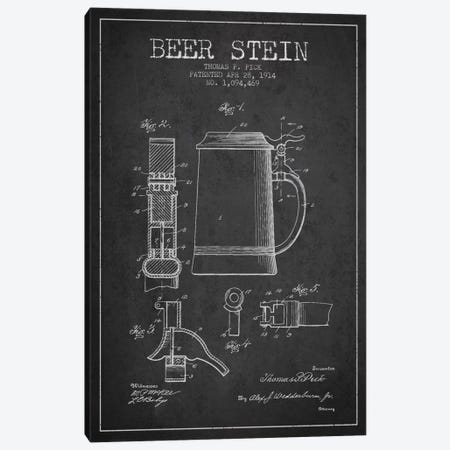 Beer Stein Charcoal Patent Blueprint Canvas Print #ADP719} by Aged Pixel Art Print
