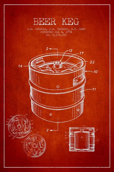 Food & Drink Blueprints: Keg Red Patent Blueprint by Aged Pixel