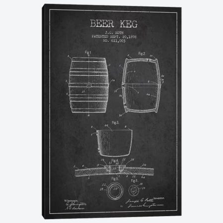 Keg Charcoal Patent Blueprint Canvas Print #ADP729} by Aged Pixel Canvas Art