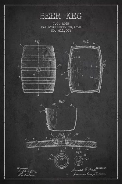 Food & Drink Blueprints: Keg Charcoal Patent Blueprint II by Aged Pixel