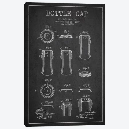 Bottle Cap Charcoal Patent Blueprint Canvas Print #ADP734} by Aged Pixel Canvas Artwork
