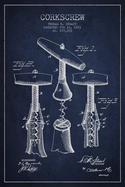 Corkscrew Navy Blue Patent Blueprint