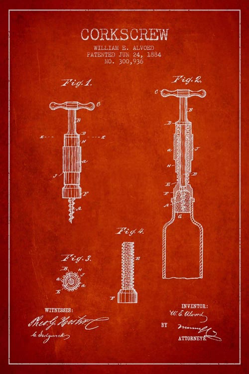 Corkscrew Red Patent Blueprint