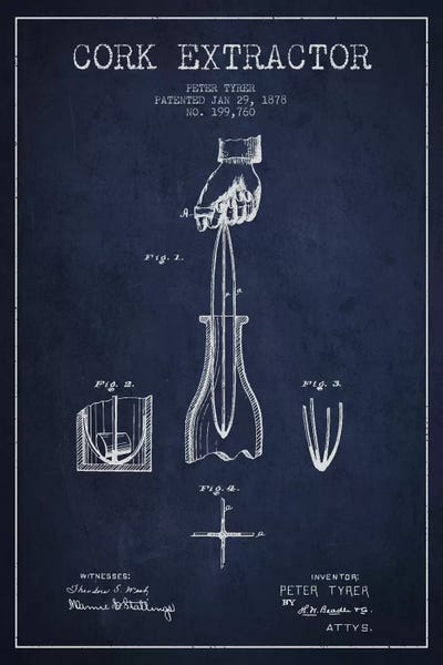 Corkscrew Navy Blue Patent Blueprint by Aged Pixel multi panel art