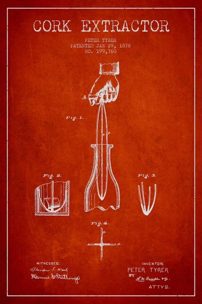 Corkscrew Red Patent Blueprint by Aged Pixel multi panel art