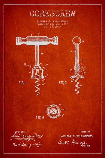 Corkscrew Red Patent Blueprint by Aged Pixel multi panel art