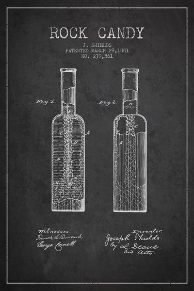 Rock Candy Charcoal Patent Blueprint by Aged Pixel multi panel art