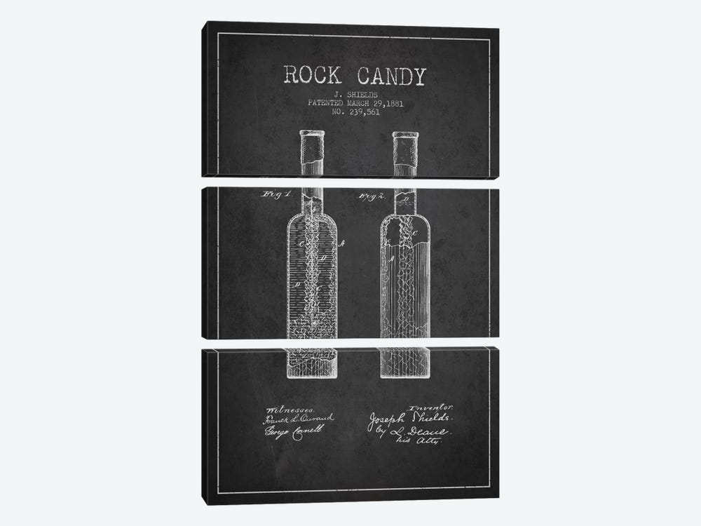 Rock Candy Charcoal Patent Blueprint by Aged Pixel 3-piece Art Print