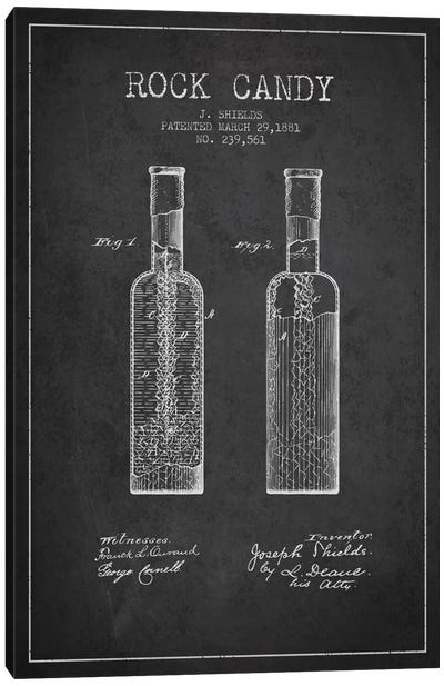 Rock Candy Charcoal Patent Blueprint Canvas Art Print - Aged Pixel: Drink & Beer