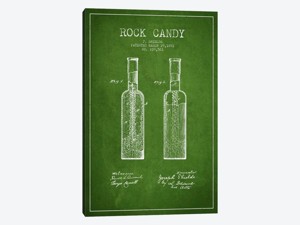 Rock Candy Green Patent Blueprint by Aged Pixel 1-piece Canvas Art