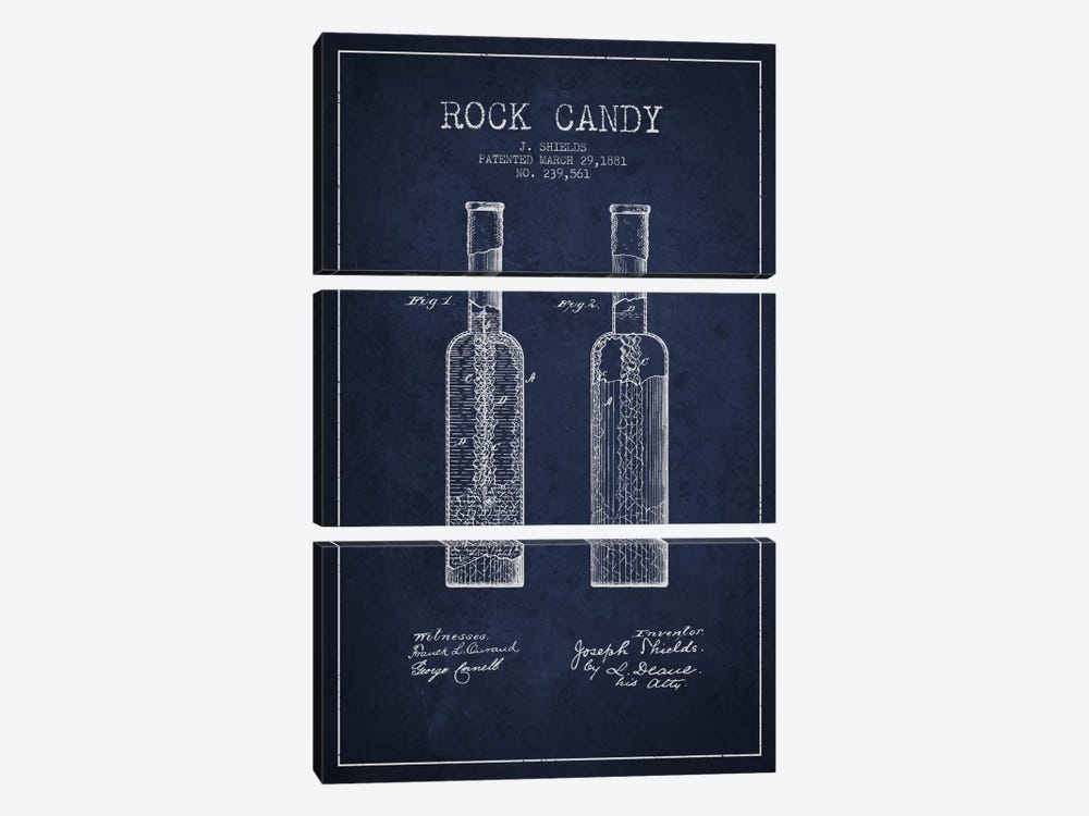 Rock Candy Navy Blue Patent Blueprint by Aged Pixel 3-piece Canvas Art Print