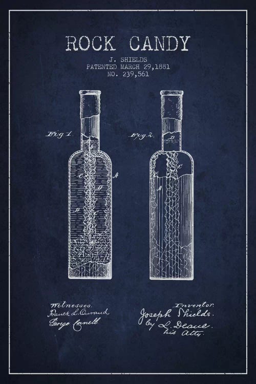Rock Candy Navy Blue Patent Blueprint by Aged Pixel wall art