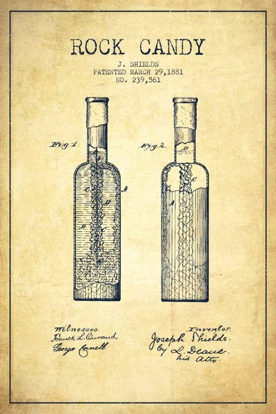 Rock Candy Vintage Patent Blueprint by Aged Pixel multi panel art
