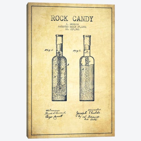 Rock Candy Vintage Patent Blueprint Canvas Print #ADP778} by Aged Pixel Art Print