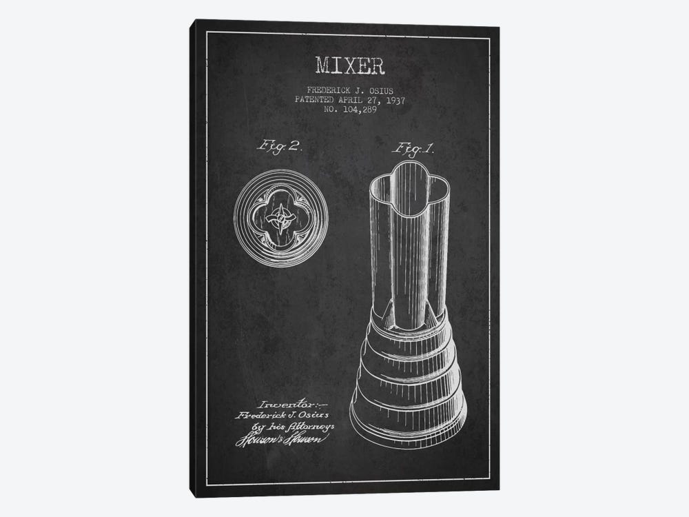 Mixer Charcoal Patent Blueprint by Aged Pixel 1-piece Canvas Artwork