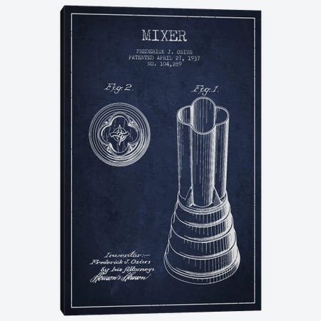 Mixer Navy Blue Patent Blueprint Canvas Print #ADP781} by Aged Pixel Canvas Wall Art