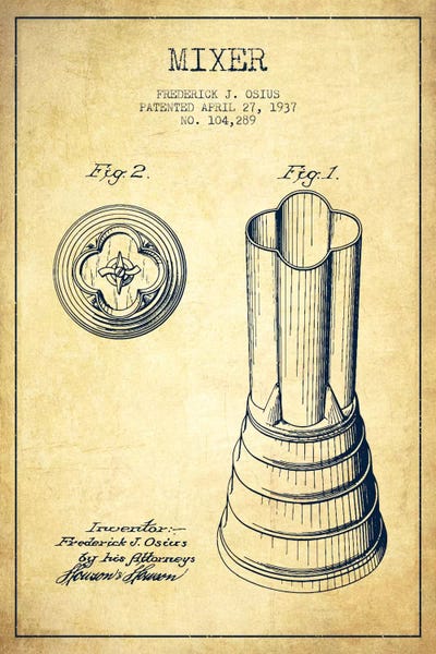 Food & Drink Blueprints: Mixer Vintage Patent Blueprint by Aged Pixel