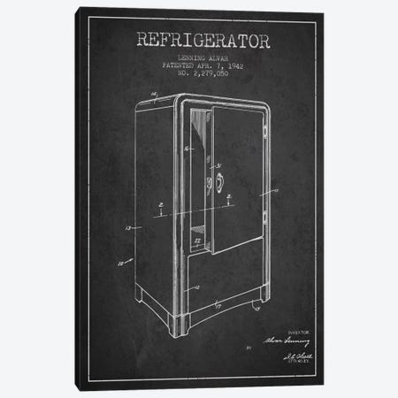 Refrigerator Charcoal Patent Blueprint Canvas Print #ADP789} by Aged Pixel Canvas Artwork