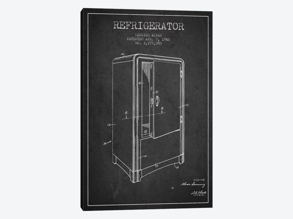Refrigerator Charcoal Patent Blueprint by Aged Pixel 1-piece Canvas Print