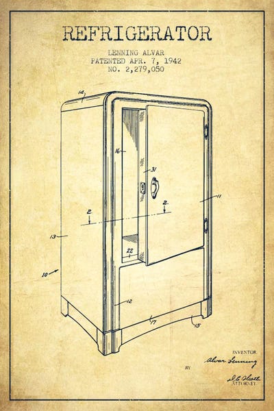Refrigerator II Vintage Patent Blueprint